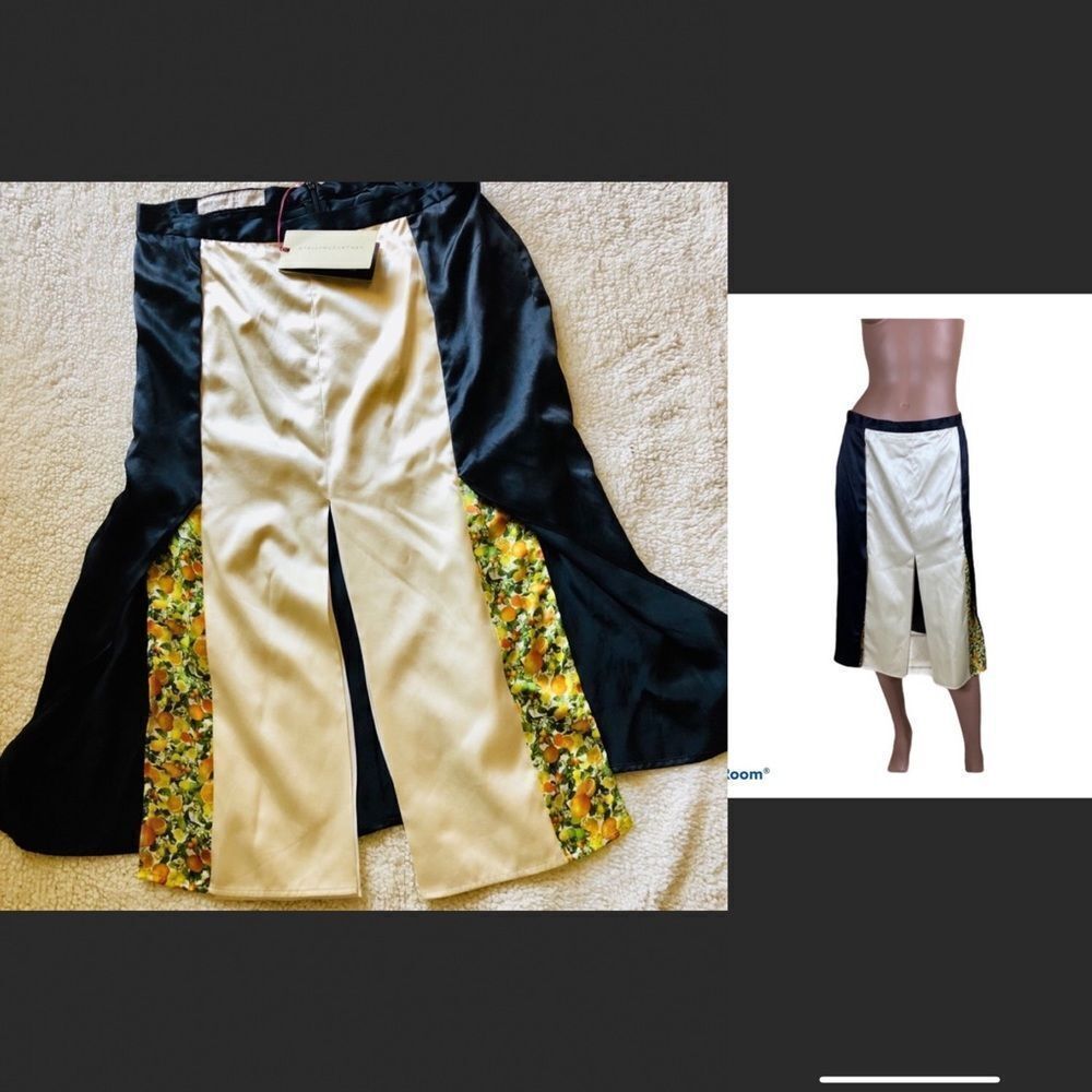 NEW Stellla McCartney color block fruit print midi 100% silk pencil skirt 8